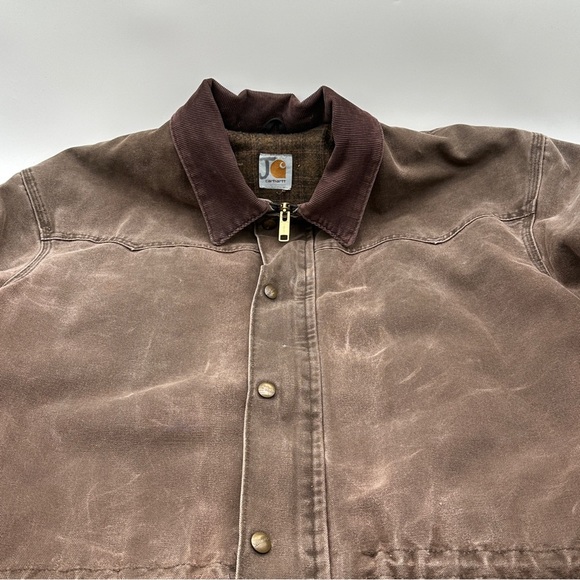 Carhartt C52 CH2 Canvas Blanket Lined Used Jacket Men's 3XL Brown Work Jacket - Picture 2 of 16